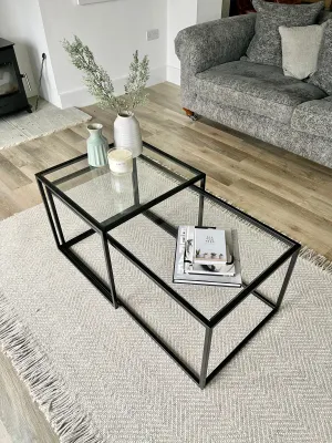 Glass Metal Nesting Coffee Tables