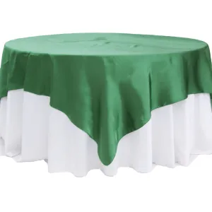 Square 90"x90" Satin Table Overlay - Emerald Green